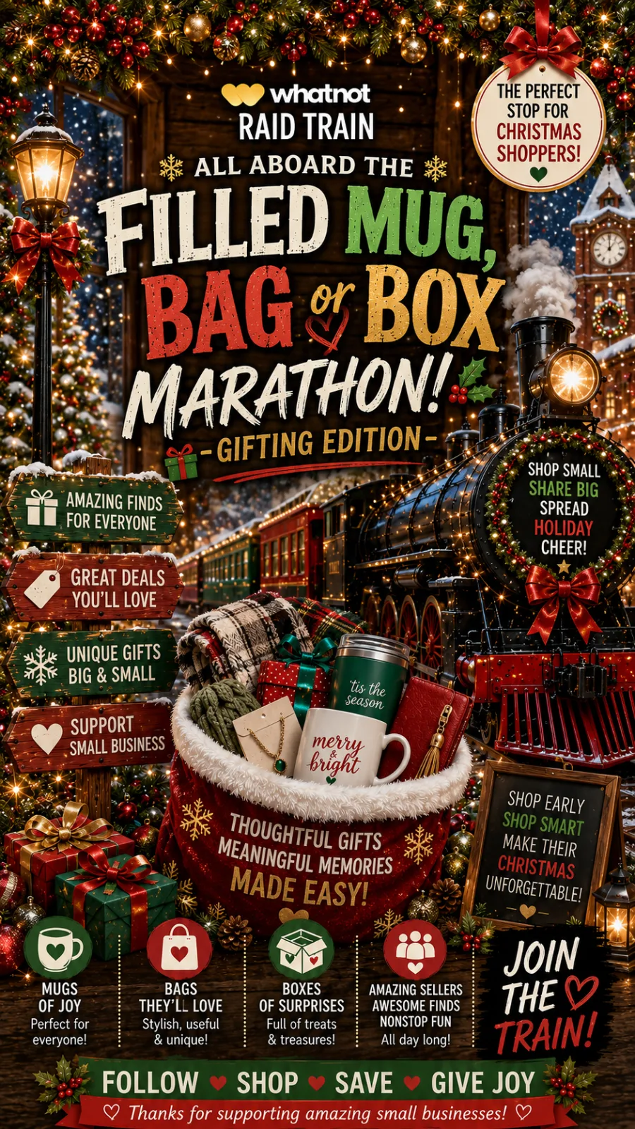 Filled Mug, Bag or Box Marathon Gift Giving Edition event flyer