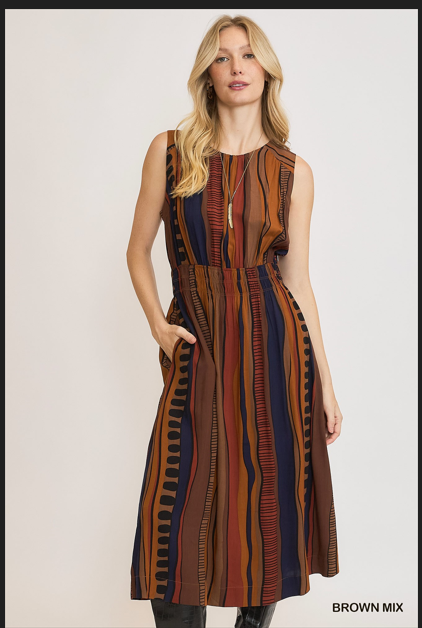 Tribal Stripe Midi Dress