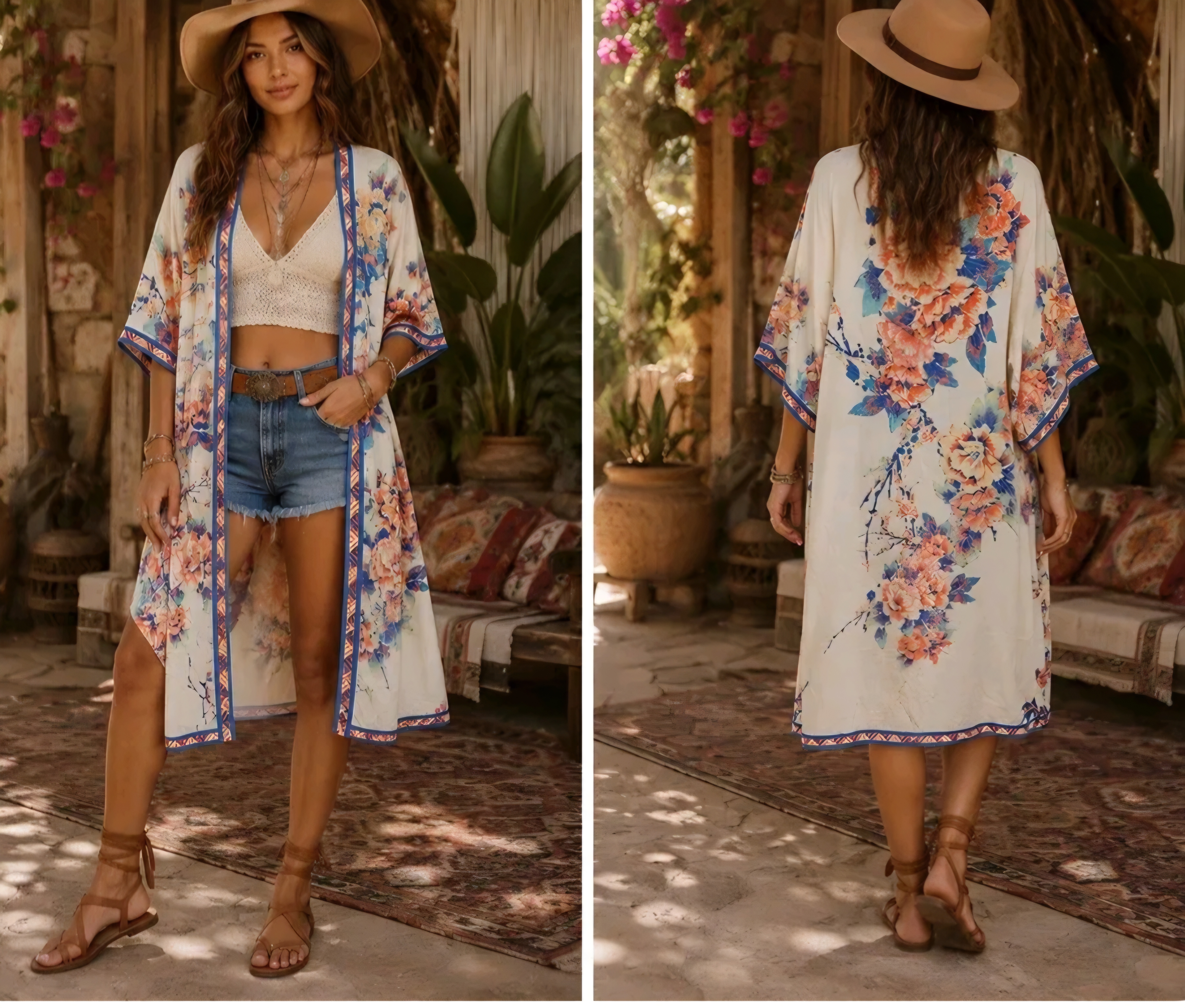 NWOT Flying Tomato Floral Watercolor Kimono