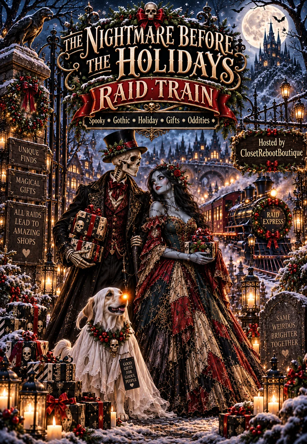 The Nightmare Before the Holidays Raid Train event flyer
