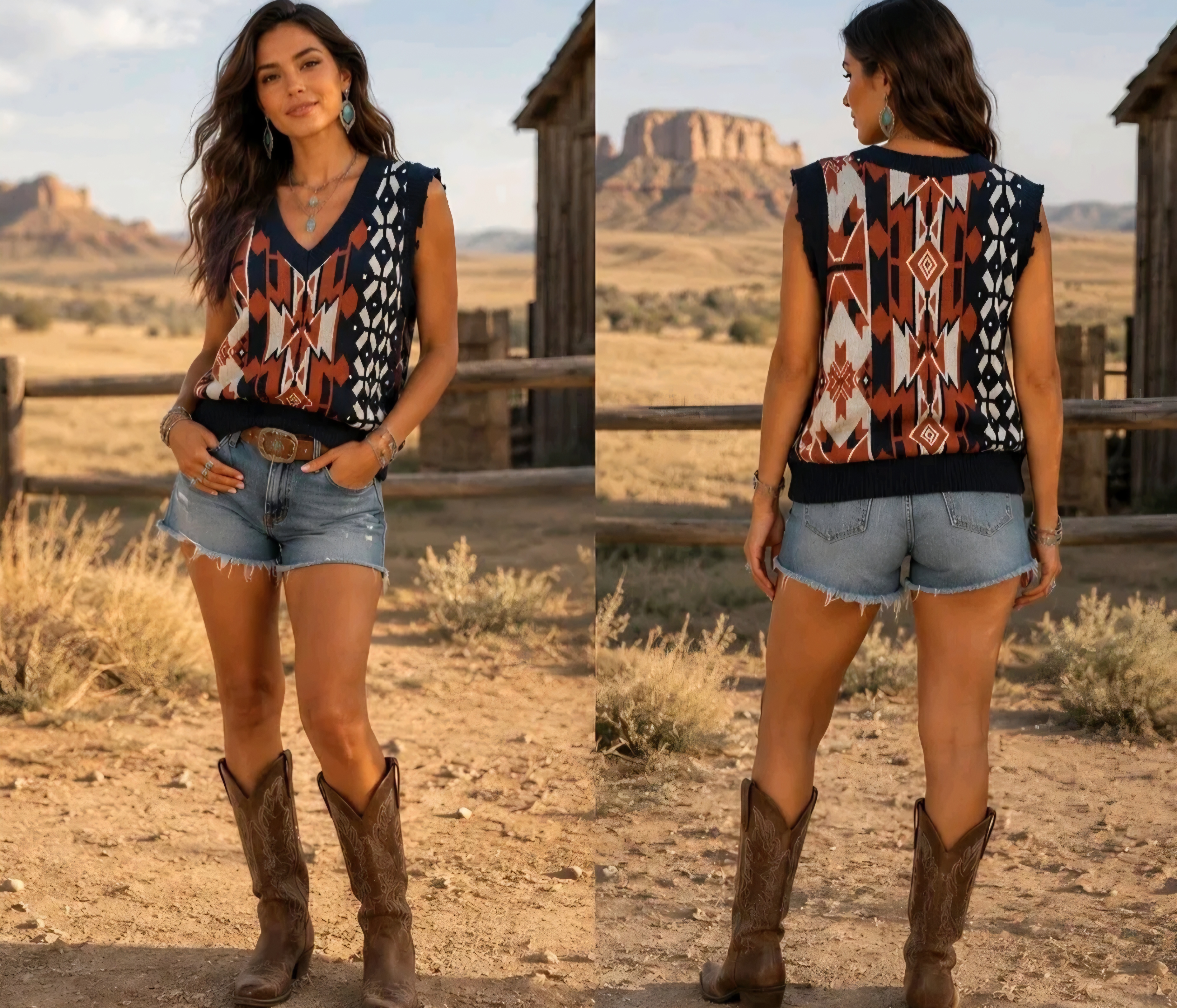 NWT Umgee Sedona Aztec Knit Vest