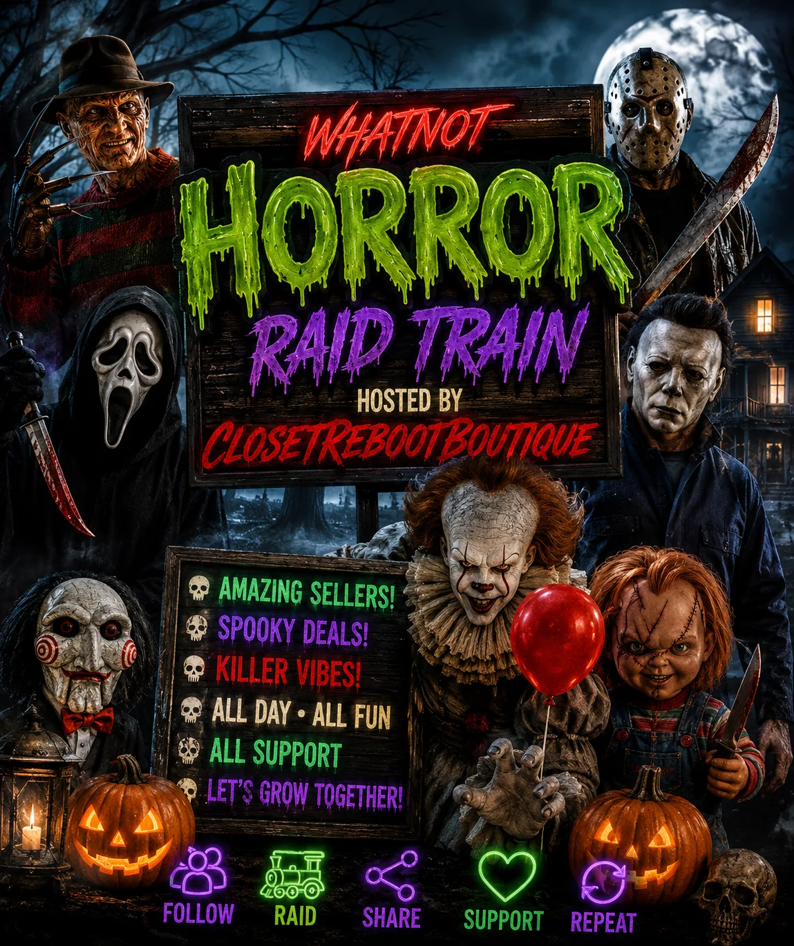 Horror Movie Marathon Raid Train event flyer