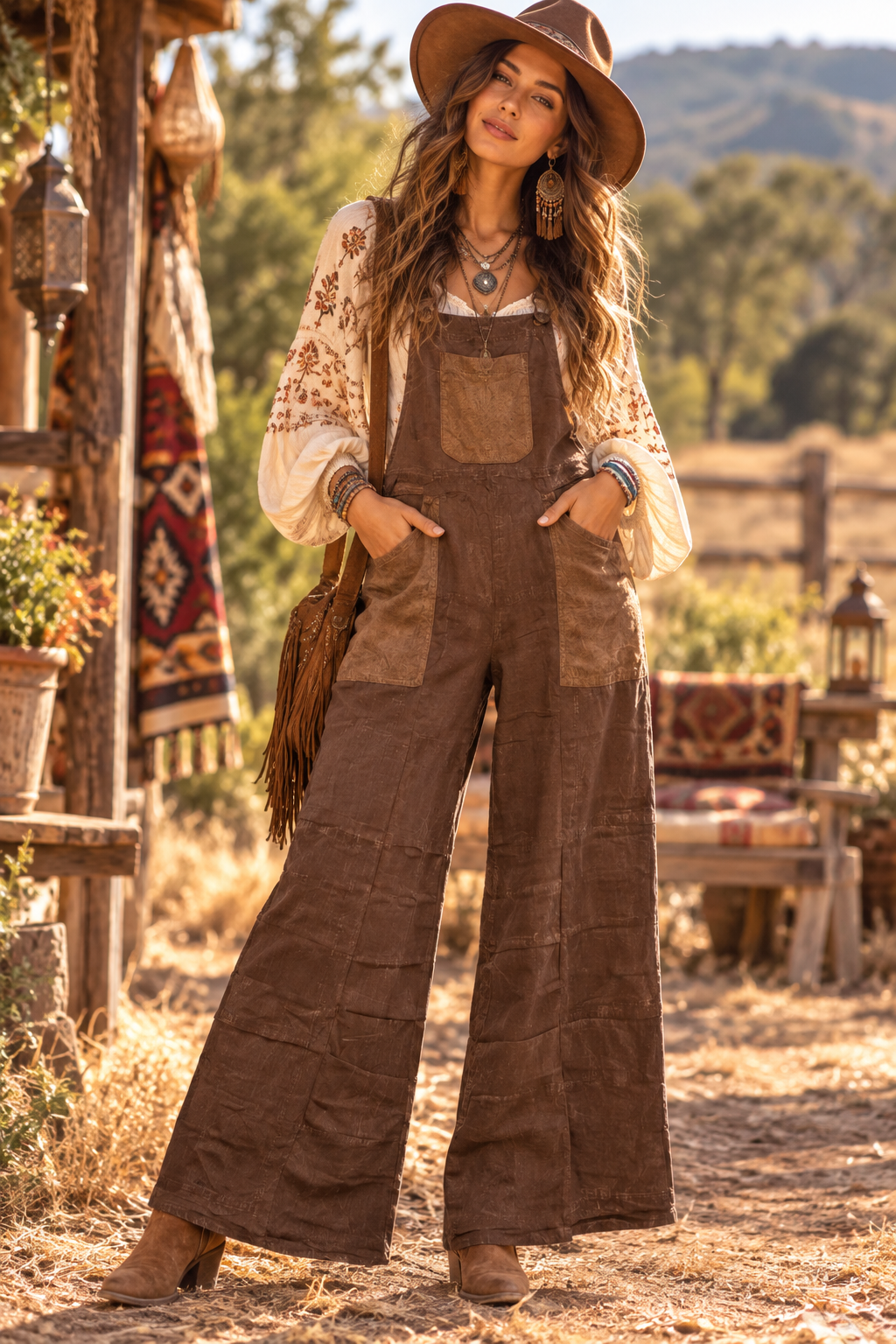 NWT Stonewashed Cotton Wide Leg Jumpsuit