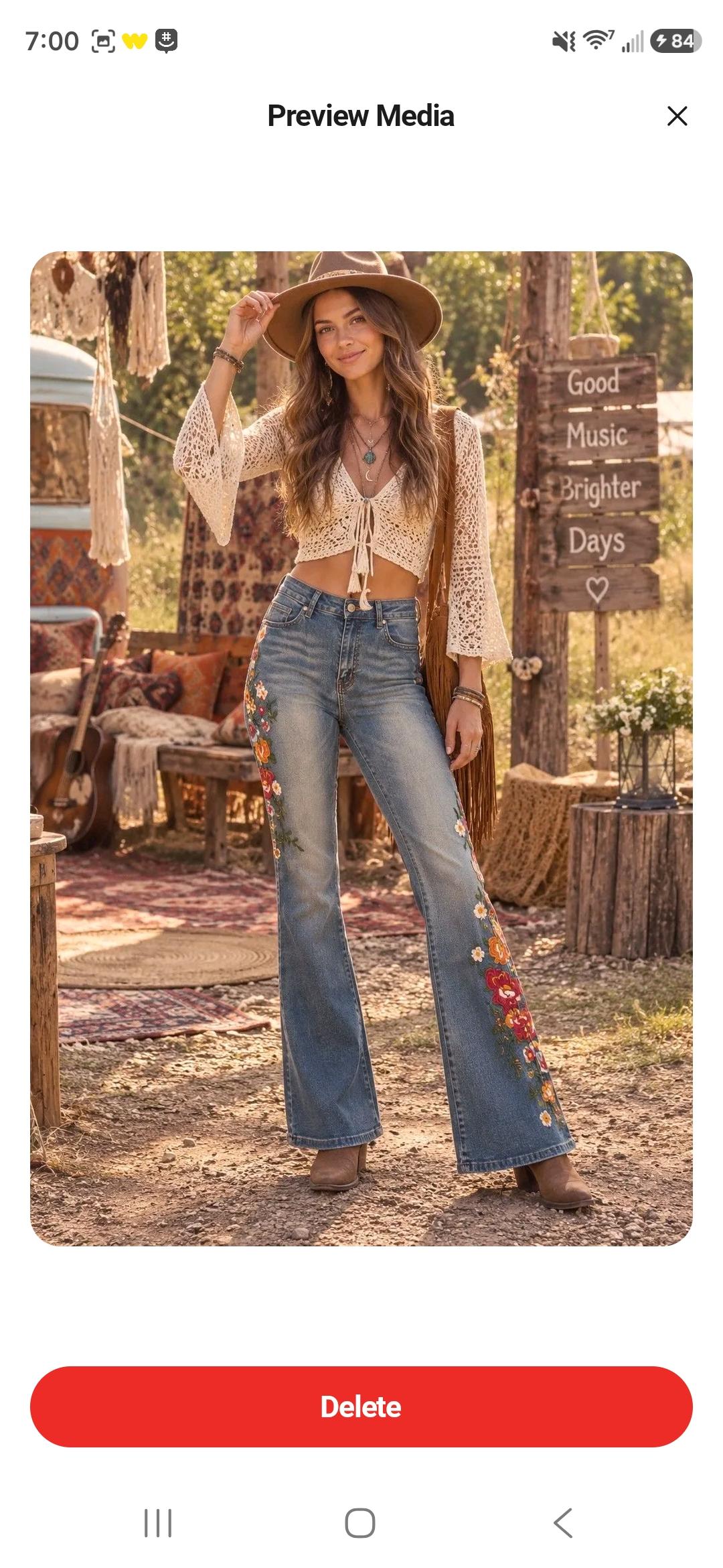 Embroidered Bootcut Jeans